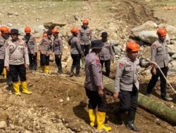 Pemulihan Akses Warga, Brimob Jambi Bangun Jembatan Darurat Antar Desa Kampung Tengah Timur dan Padang Landua