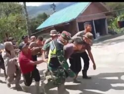 Tak Kenal Hari Libur, Polri Bersama Warga Bangun Jembatan Darurat Pascabencana di Aceh Tengah
