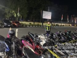 Sat Lantas Polresta Bengkulu Tertibkan Knalpot Brong dan Balap Liar, Amankan 16 Sepeda Motor