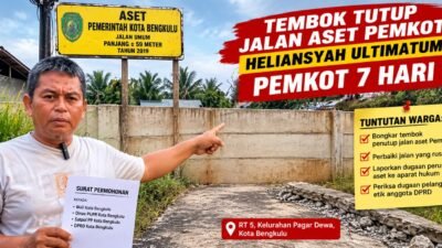 Tembok Tutup Jalan Aset Pemkot, Heliansyah Ultimatum Pemkot 7 Hari